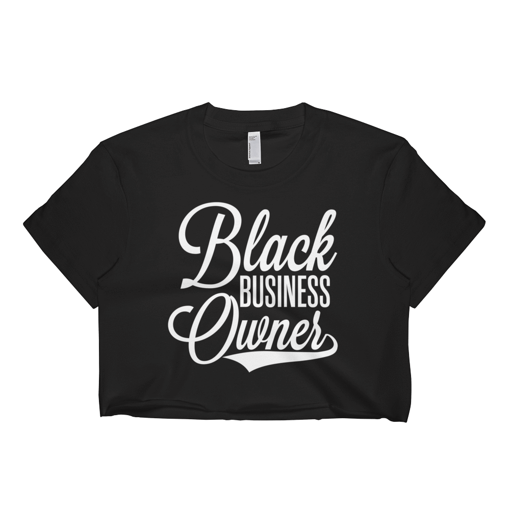 Black Business Owner Cursive (White) Short sleeve crop top - Chocolate Ancestor