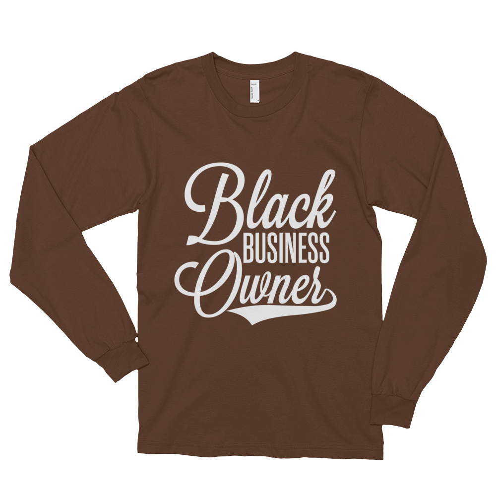 Black Business Owner (White) Long sleeve t-shirt (unisex) - Chocolate Ancestor