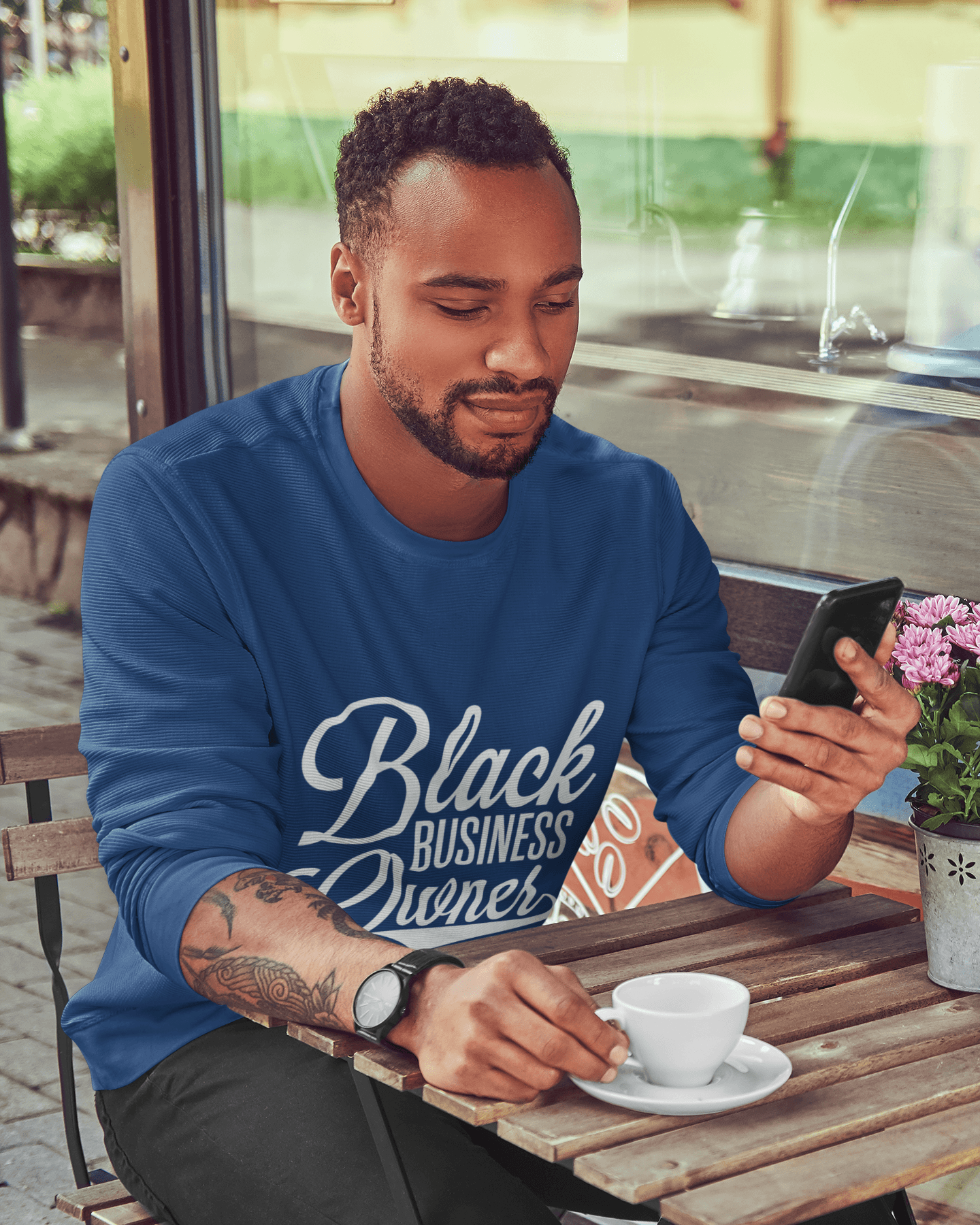 Black Business Owner (White) Long sleeve t-shirt (unisex) - Chocolate Ancestor