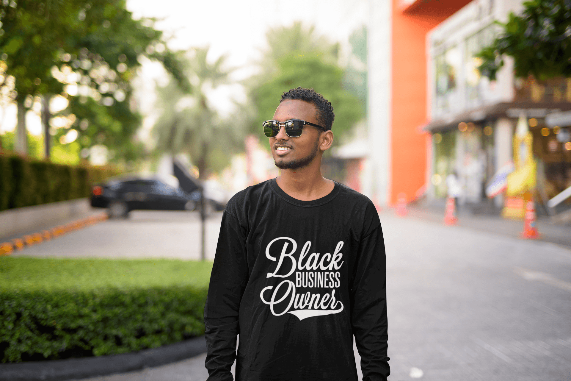 Black Business Owner (White) Long sleeve t-shirt (unisex) - Chocolate Ancestor