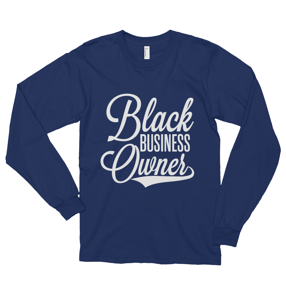 Black Business Owner (White) Long sleeve t-shirt (unisex) - Chocolate Ancestor