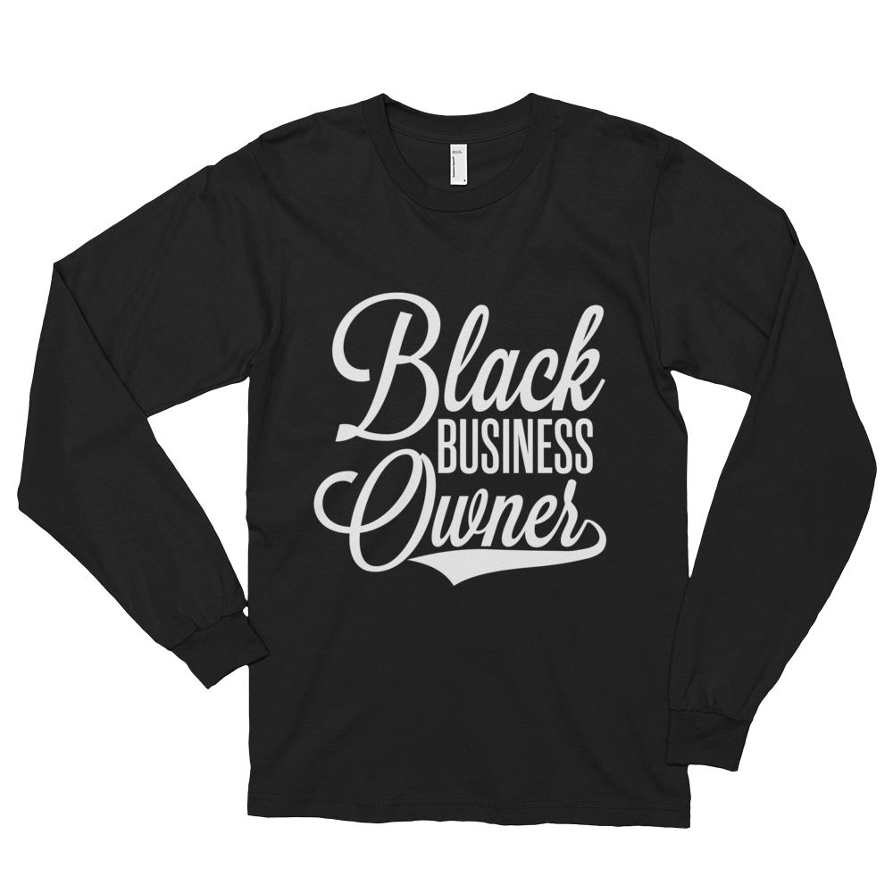 Black Business Owner (White) Long sleeve t-shirt (unisex) - Chocolate Ancestor