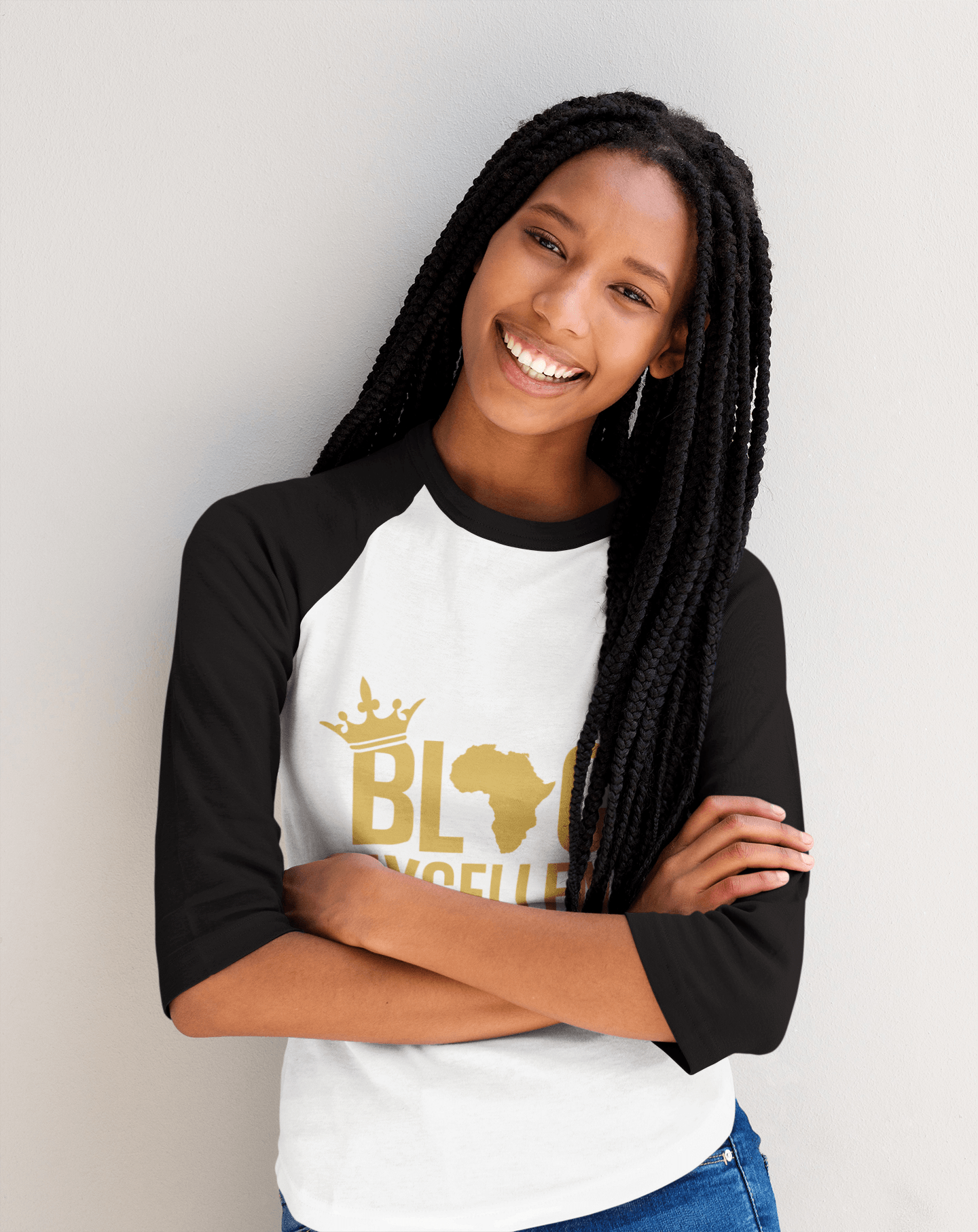 Black Excellence (Gold) Unisex 3/4 sleeve raglan shirt - Chocolate Ancestor