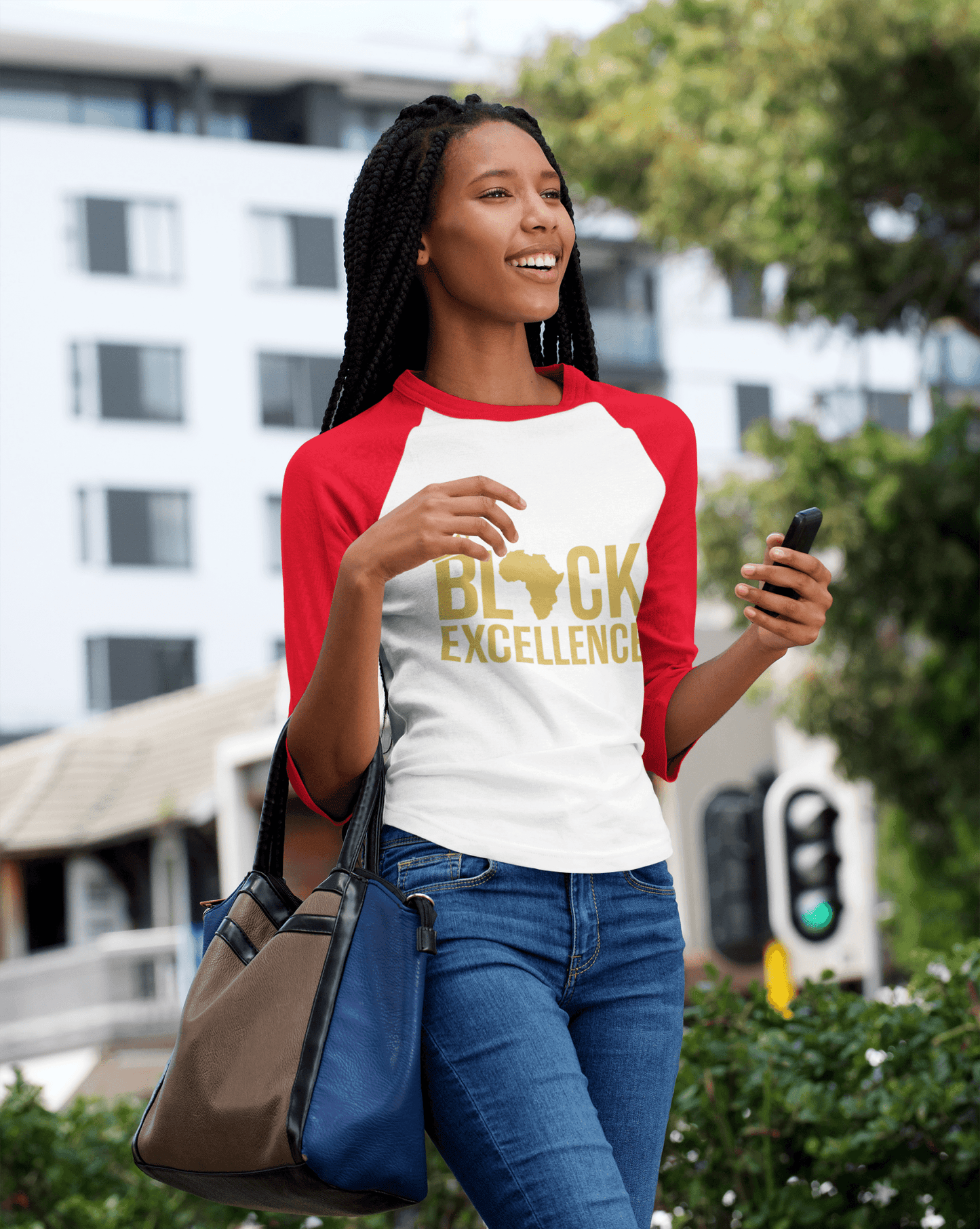 Black Excellence (Gold) Unisex 3/4 sleeve raglan shirt - Chocolate Ancestor