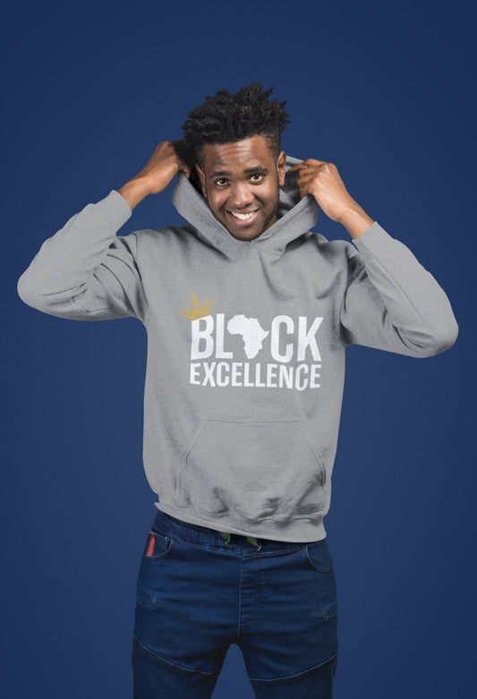 Black Excellence (White) Unisex Hooded Sweatshirt - Chocolate Ancestor