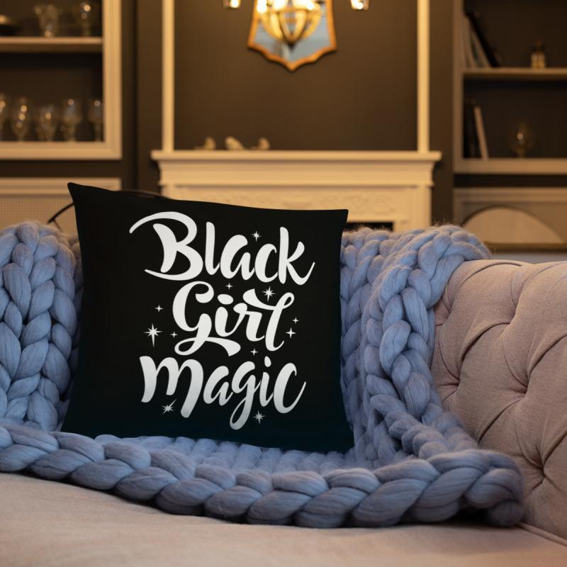 Black Girl Magic (Blk/Wht) Square Pillow - Chocolate Ancestor