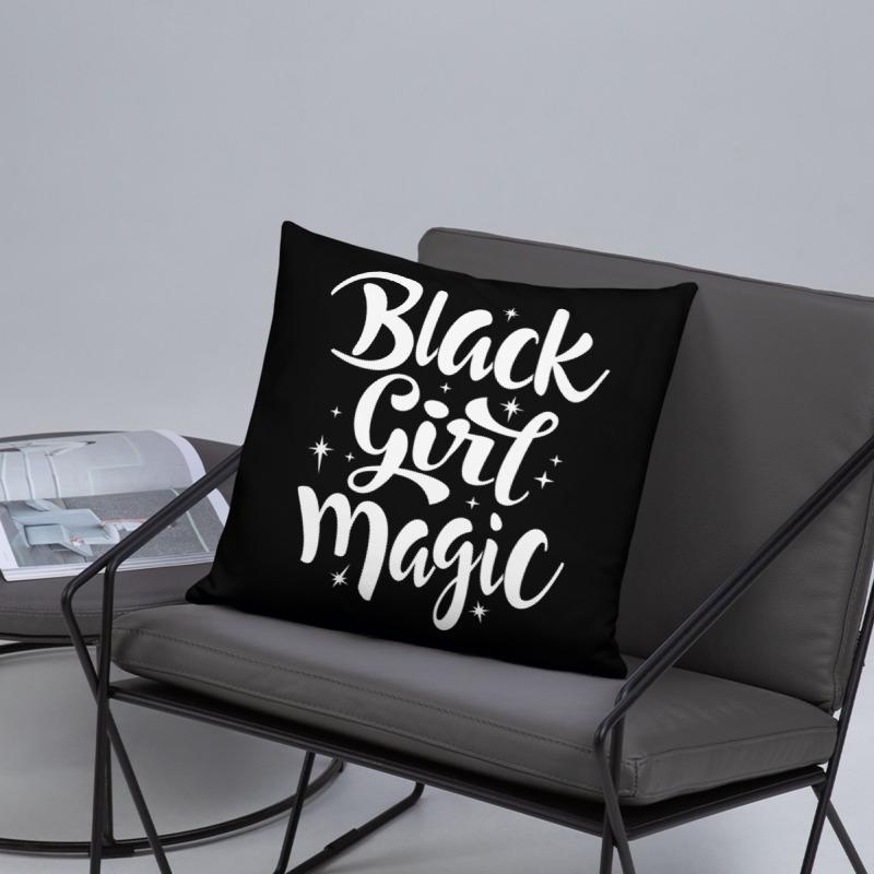 Black Girl Magic (Blk/Wht) Square Pillow - Chocolate Ancestor