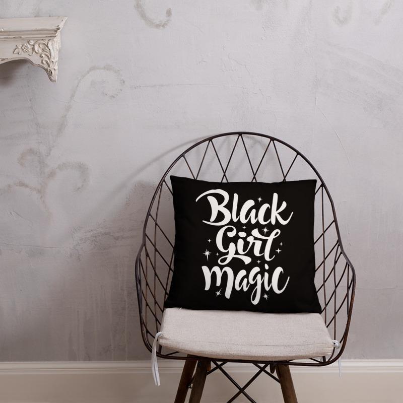 Black Girl Magic (Blk/Wht) Square Pillow - Chocolate Ancestor