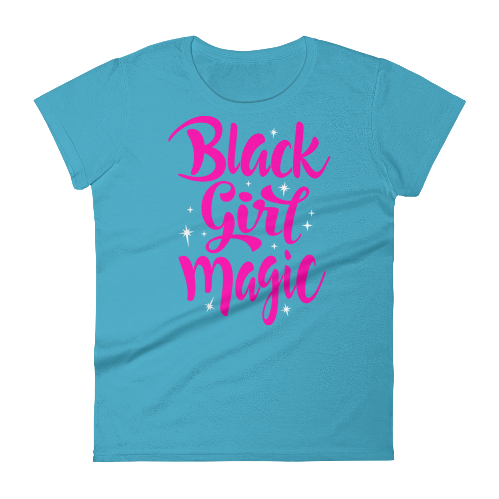 Black Girl Magic (Pink) Ladies short sleeve t-shirt - Chocolate Ancestor