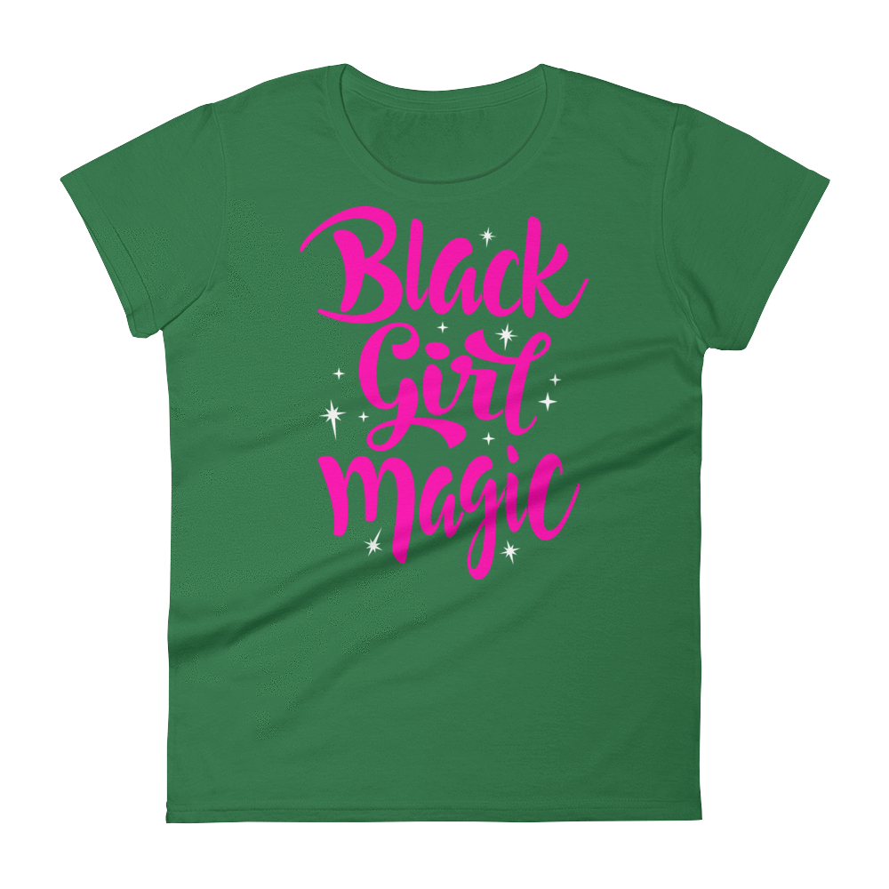 Black Girl Magic (Pink) Ladies short sleeve t-shirt - Chocolate Ancestor