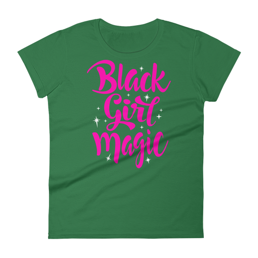 Black Girl Magic (Pink) Ladies short sleeve t-shirt - Chocolate Ancestor