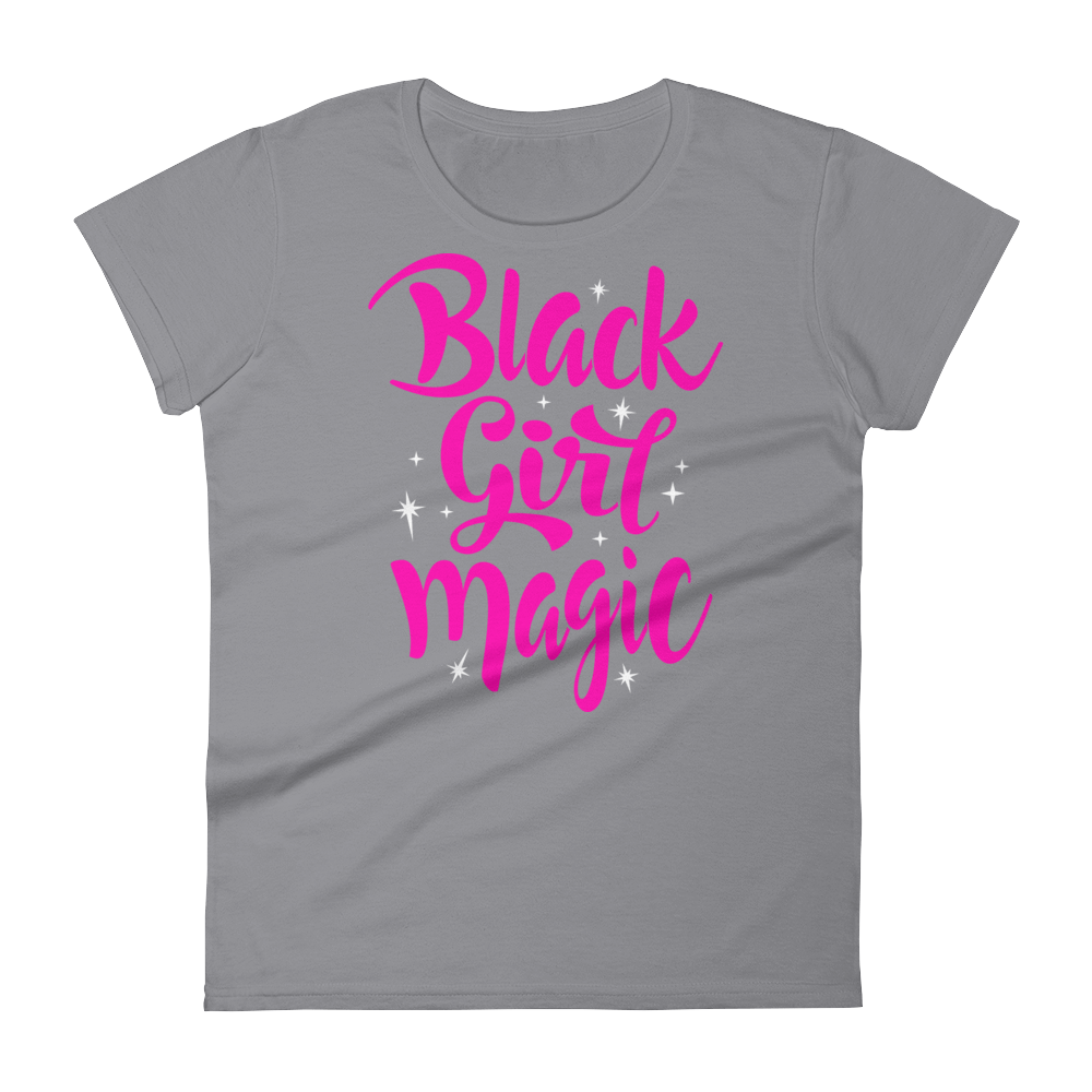 Black Girl Magic (Pink) Ladies short sleeve t-shirt - Chocolate Ancestor