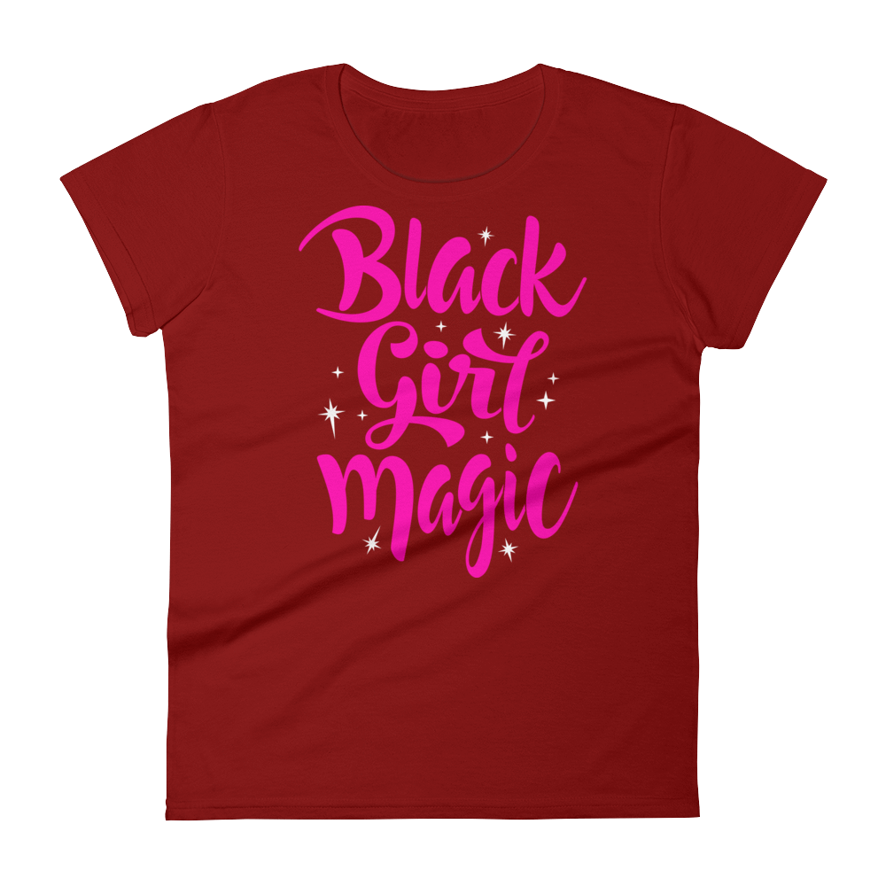 Black Girl Magic (Pink) Ladies short sleeve t-shirt - Chocolate Ancestor