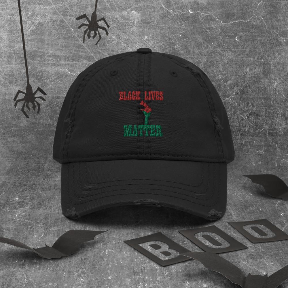 Black Lives Matter Pan African RBG Distressed Dad Hat - Chocolate Ancestor