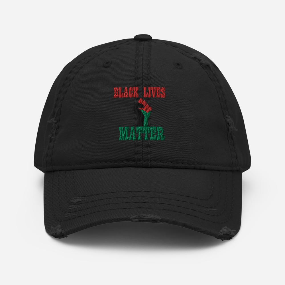 Black Lives Matter Pan African RBG Distressed Dad Hat - Chocolate Ancestor