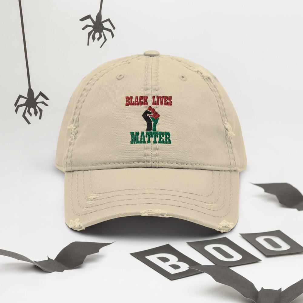 Black Lives Matter Pan African RBG Distressed Dad Hat - Chocolate Ancestor