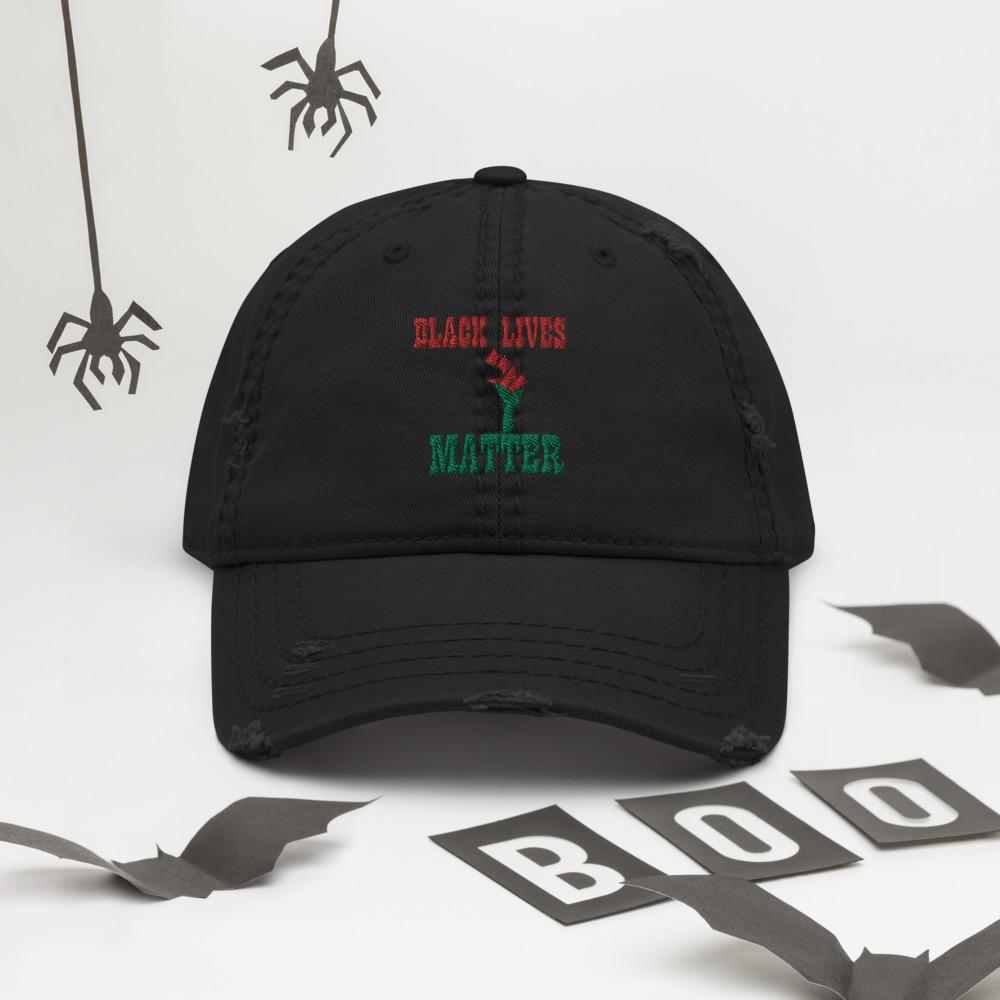 Black Lives Matter Pan African RBG Distressed Dad Hat - Chocolate Ancestor