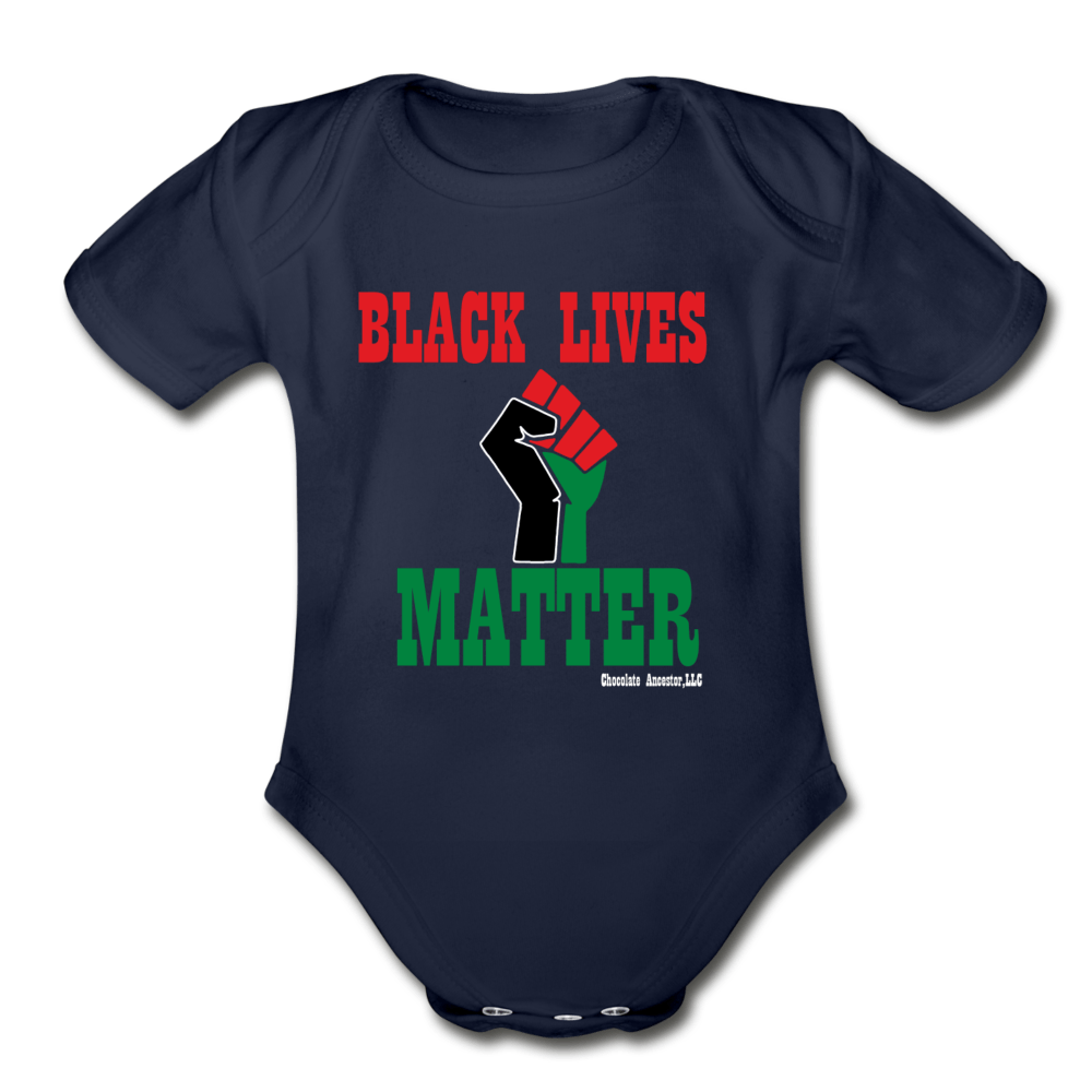 Black Lives Matter Pan African RBG Organic Short Sleeve Baby Bodysuit - Chocolate Ancestor