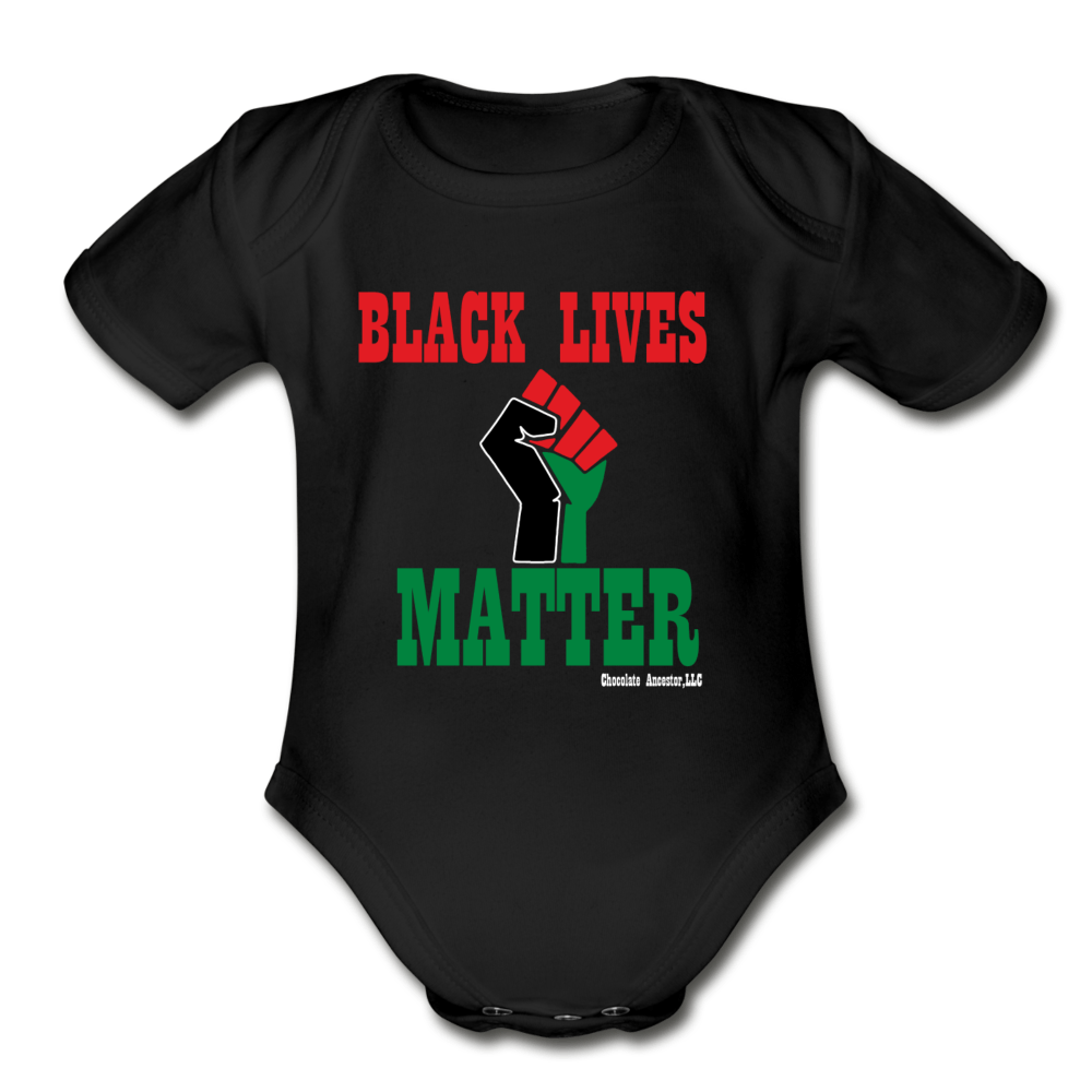 Black Lives Matter Pan African RBG Organic Short Sleeve Baby Bodysuit - Chocolate Ancestor