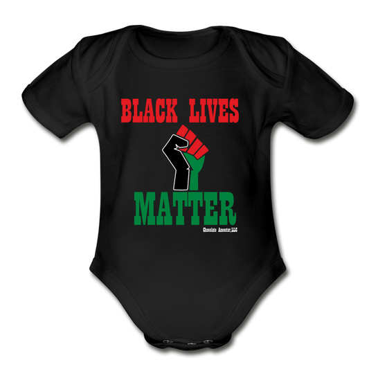 Black Lives Matter Pan African RBG Organic Short Sleeve Baby Bodysuit - Chocolate Ancestor