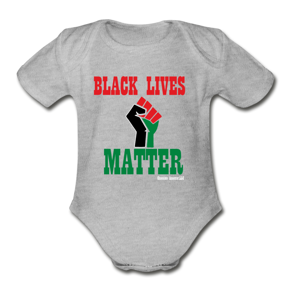 Black Lives Matter Pan African RBG Organic Short Sleeve Baby Bodysuit - Chocolate Ancestor