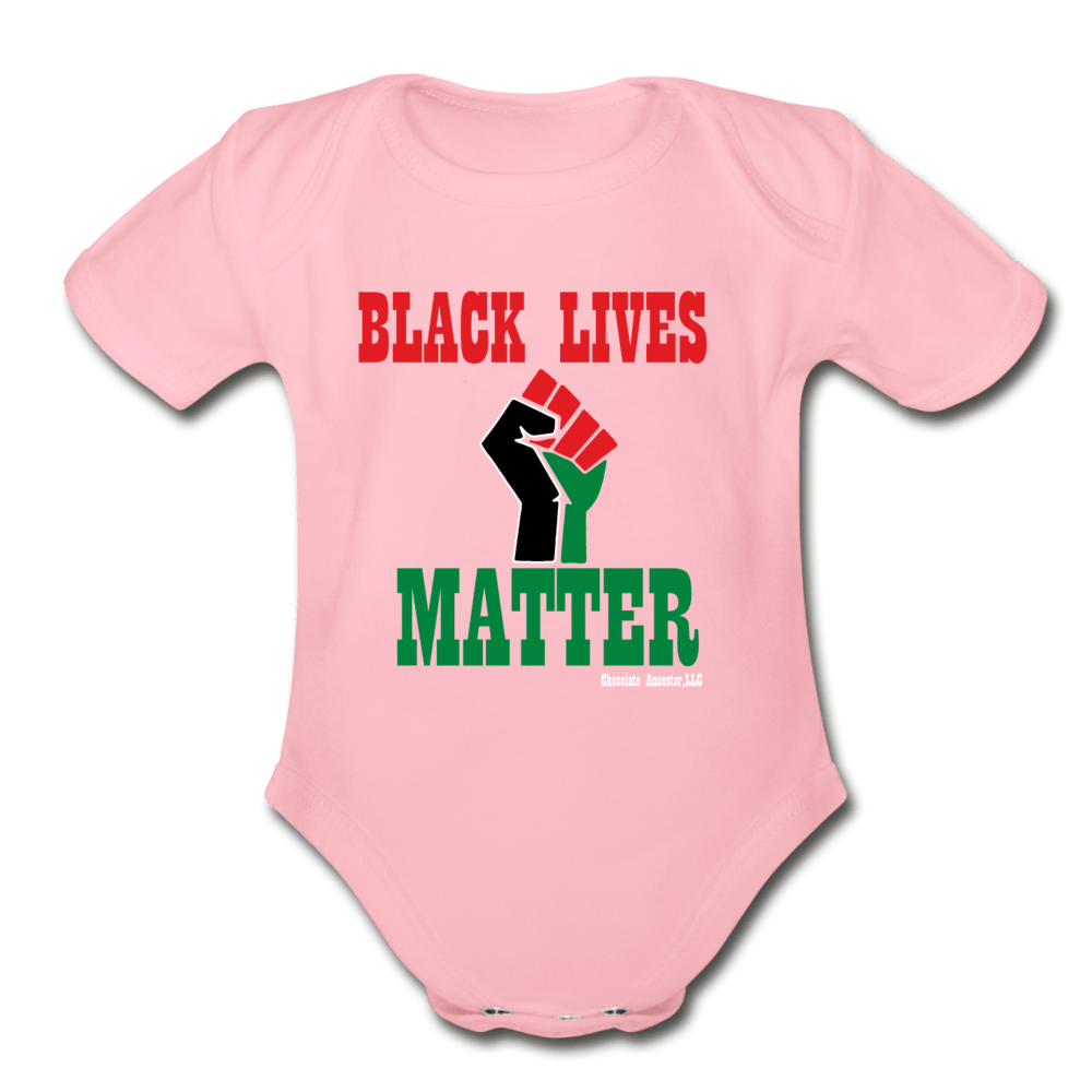 Black Lives Matter Pan African RBG Organic Short Sleeve Baby Bodysuit - Chocolate Ancestor