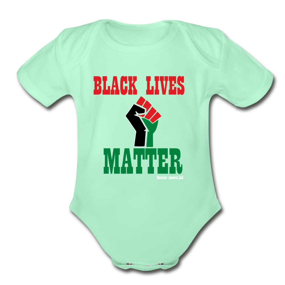 Black Lives Matter Pan African RBG Organic Short Sleeve Baby Bodysuit - Chocolate Ancestor