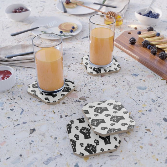 Black Power Fist Pattern Coasters