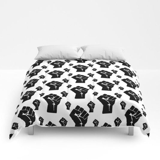 Black Power Fist Pattern Comforters - Chocolate Ancestor