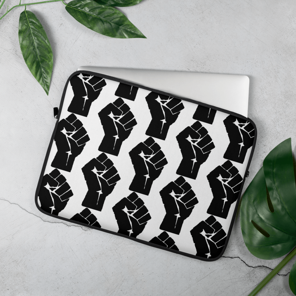 Black Power Fist Pattern Laptop Sleeve - Chocolate Ancestor