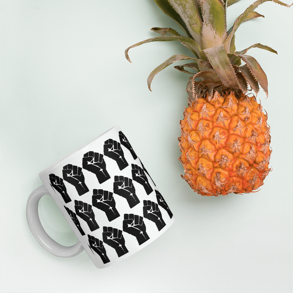 Black Power Fist Pattern Mug - Chocolate Ancestor