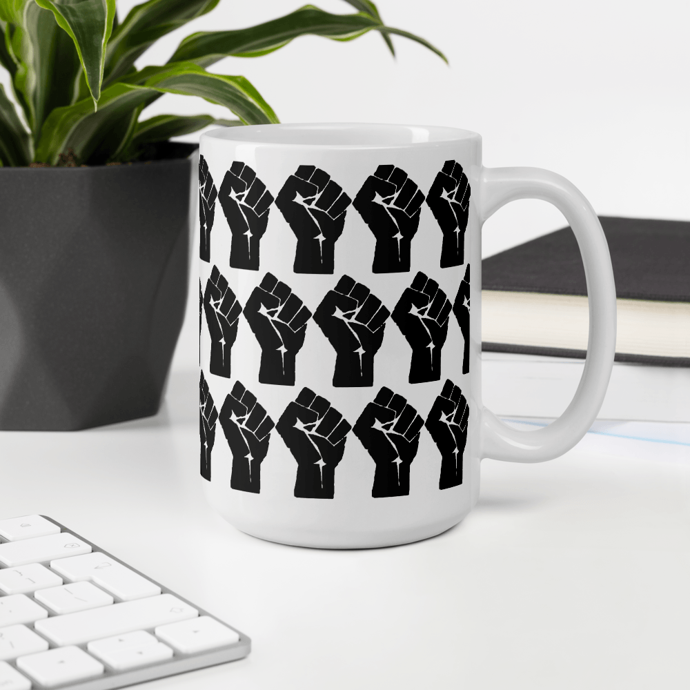 Black Power Fist Pattern Mug - Chocolate Ancestor