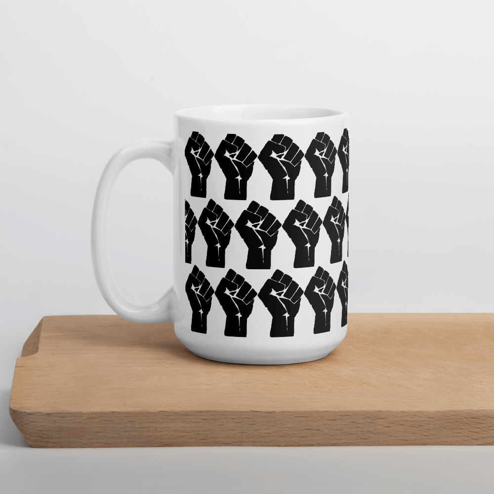 Black Power Fist Pattern Mug - Chocolate Ancestor