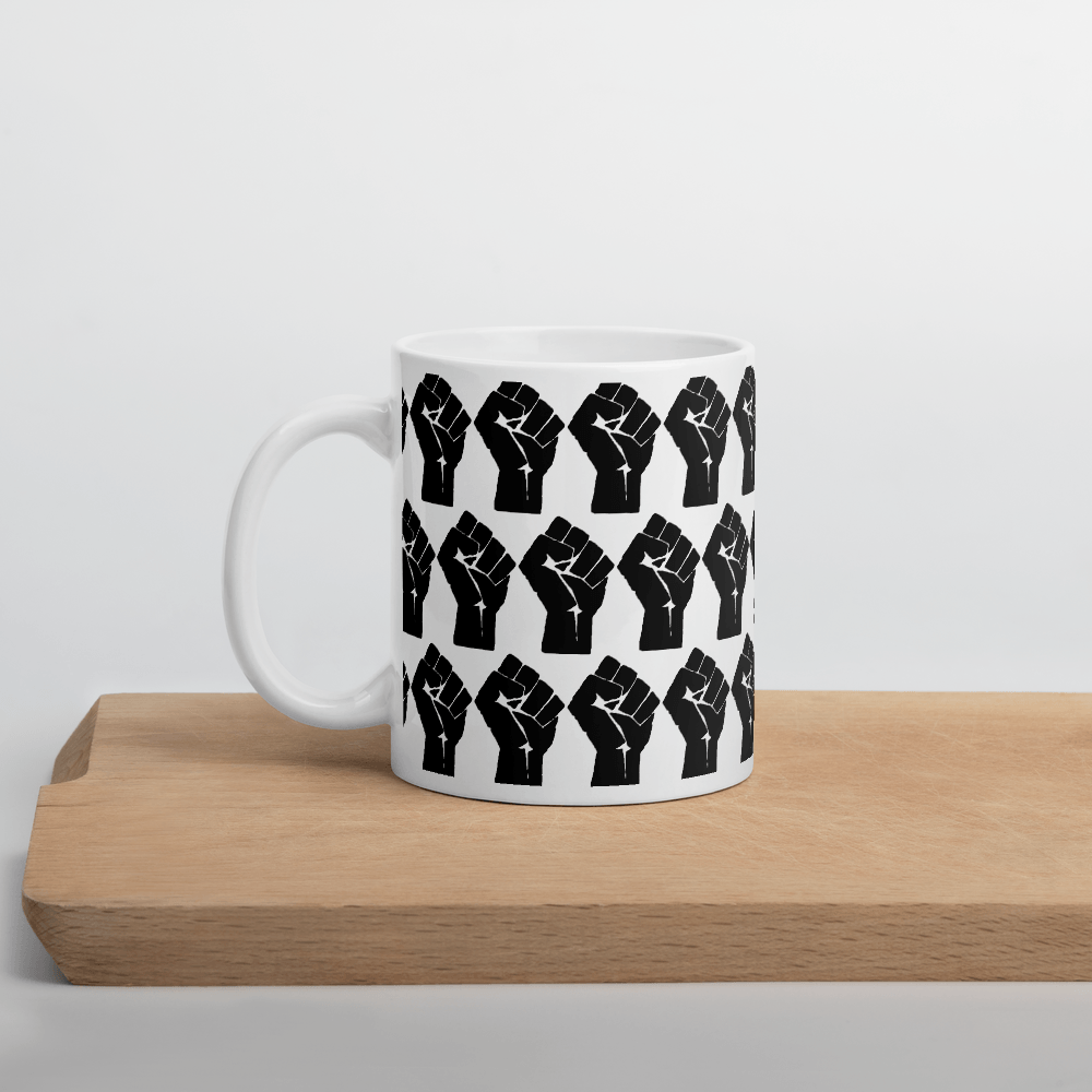 Black Power Fist Pattern Mug - Chocolate Ancestor