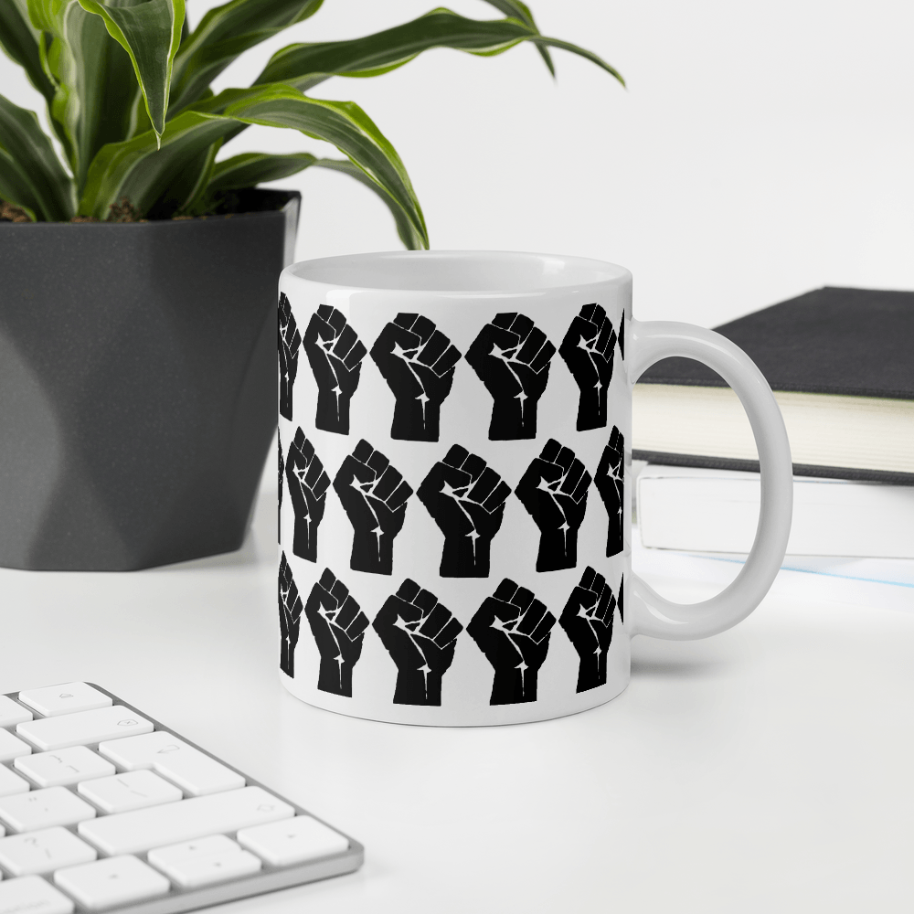 Black Power Fist Pattern Mug - Chocolate Ancestor