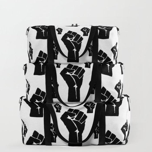 Black Power Fist Pattern Travel Duffle Bag - Chocolate Ancestor