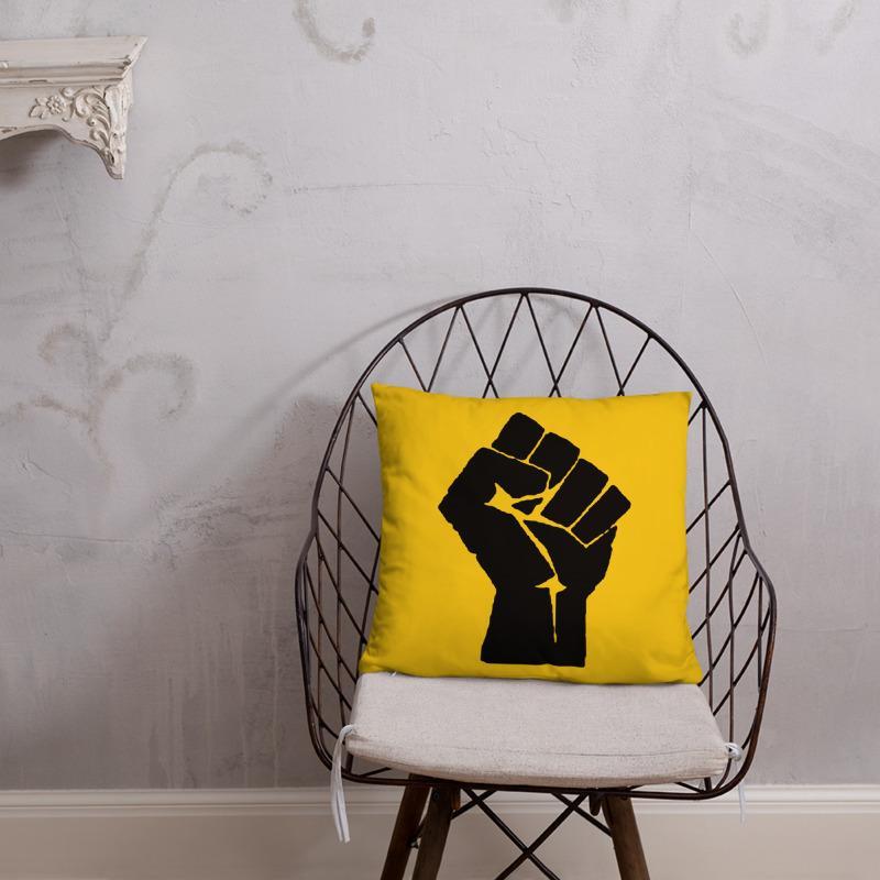 Black Power Fist Square Pillow - Chocolate Ancestor