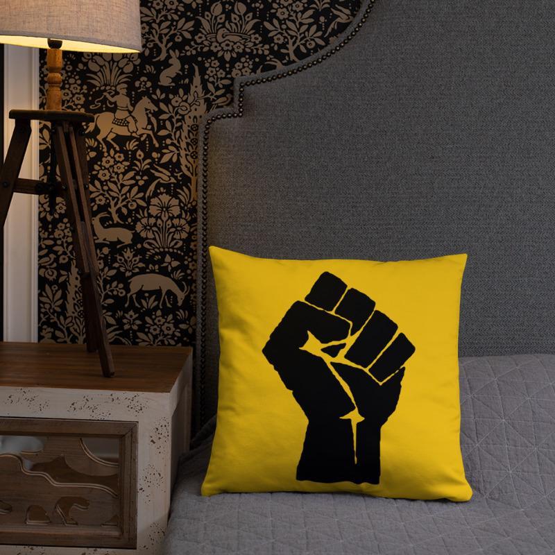 Black Power Fist Square Pillow - Chocolate Ancestor