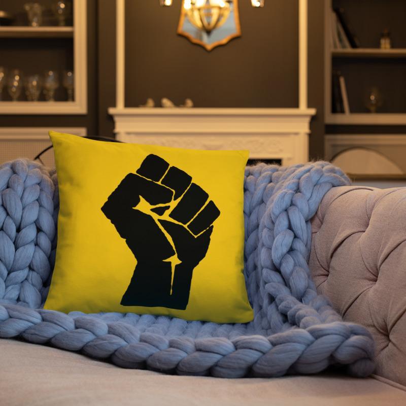 Black Power Fist Square Pillow - Chocolate Ancestor