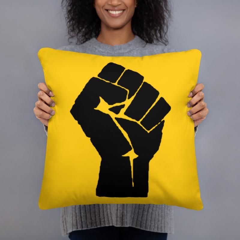 Black Power Fist Square Pillow - Chocolate Ancestor