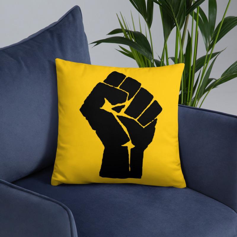 Black Power Fist Square Pillow - Chocolate Ancestor