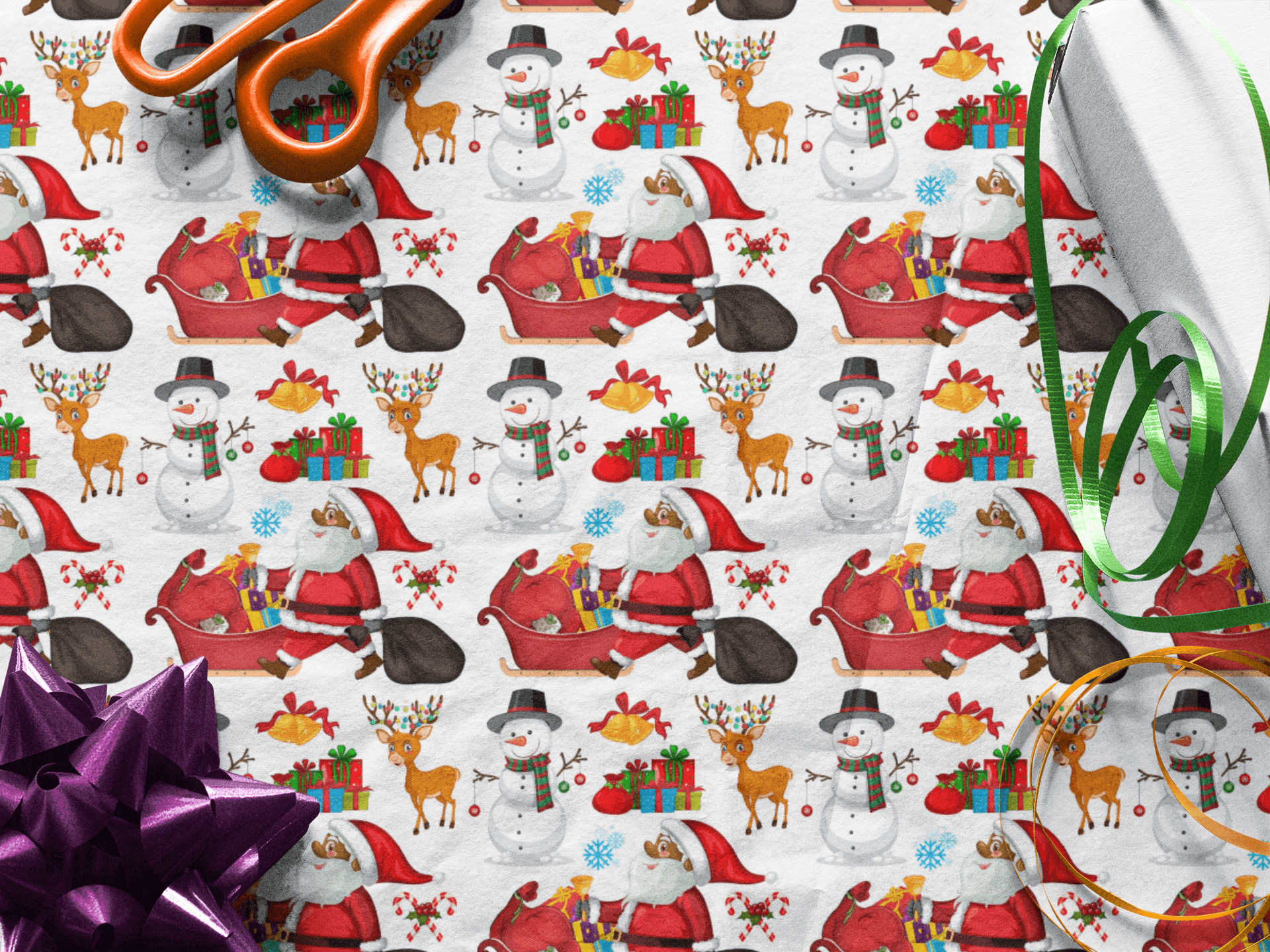 Black Santa & Friends Wrapping Paper - Chocolate Ancestor