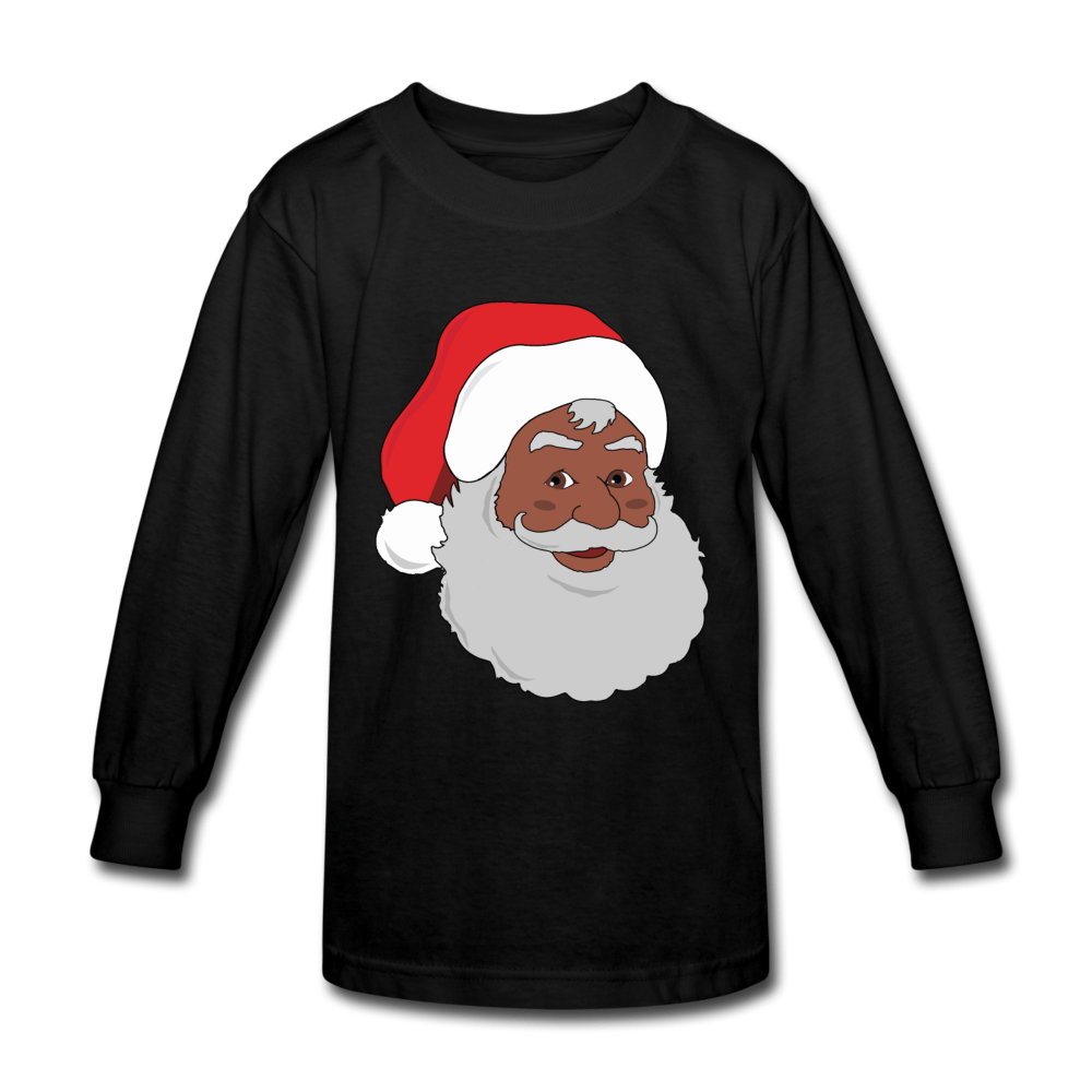 Black Santa Kids' Long Sleeve T-Shirt - Chocolate Ancestor