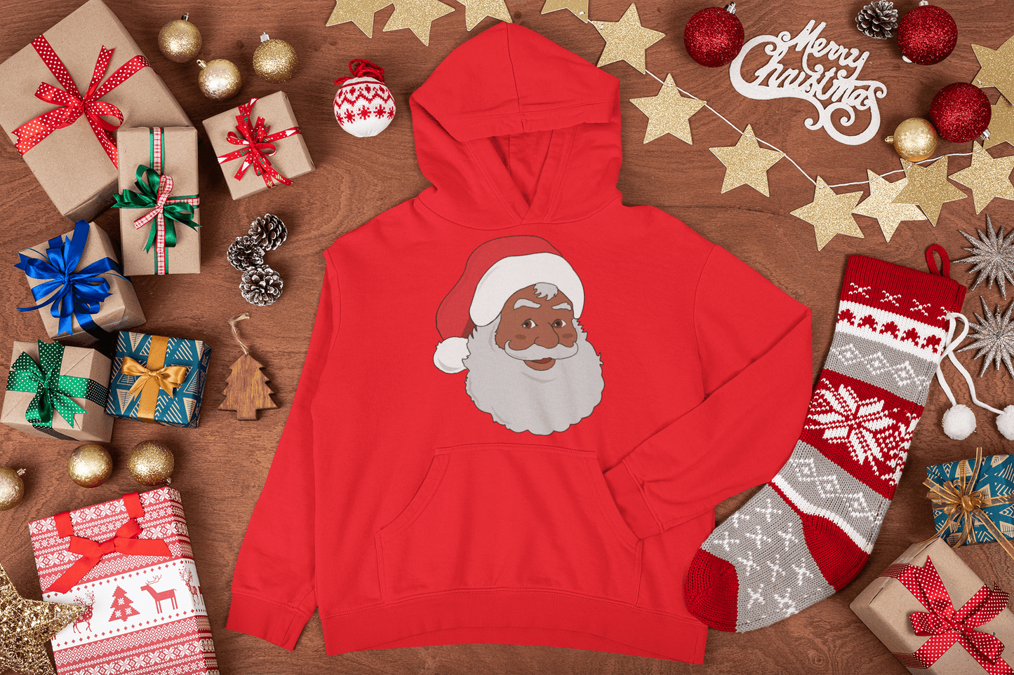 Black Santa Unisex Hoodie - Chocolate Ancestor