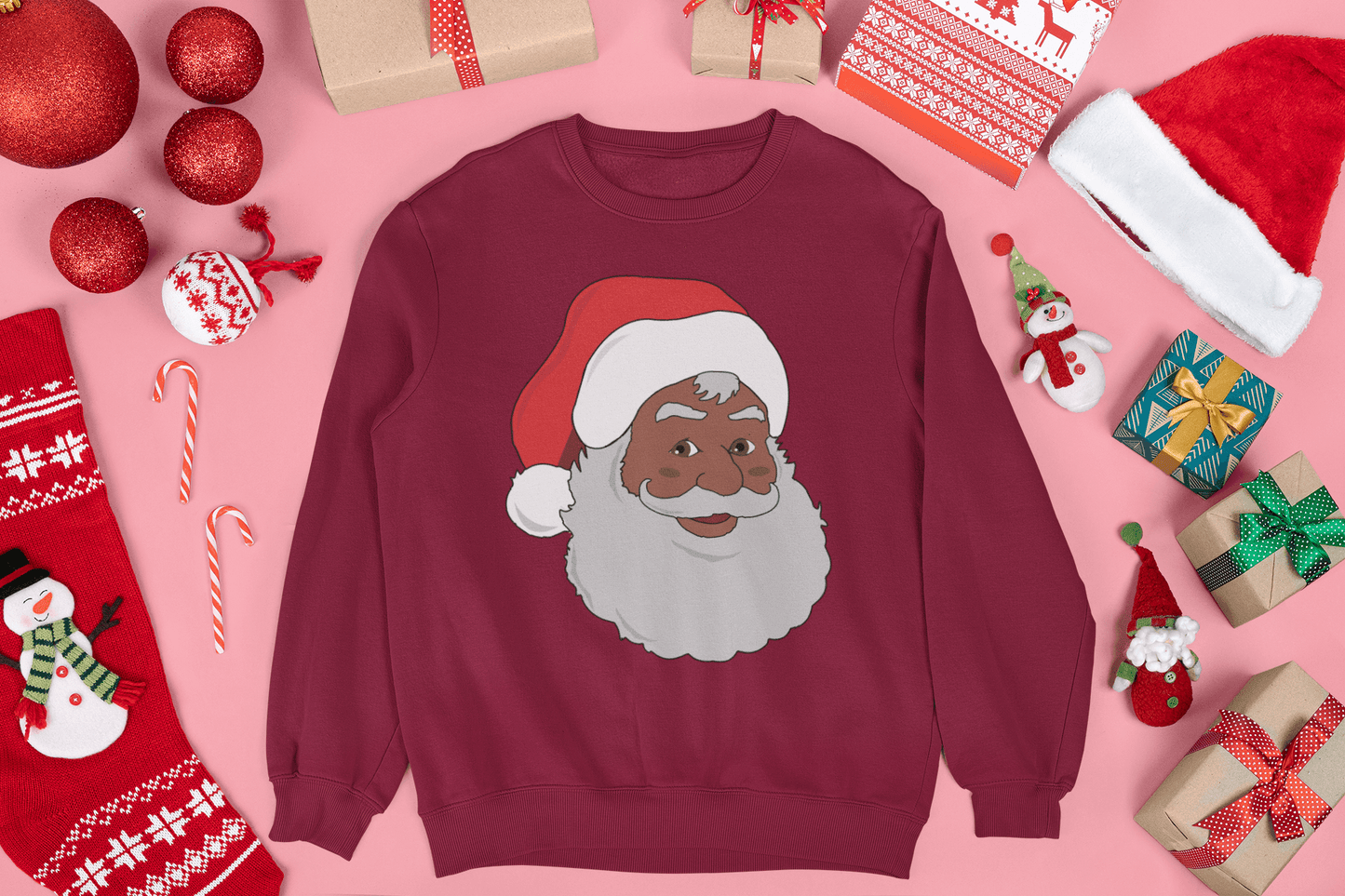 Black Santa Unisex Sweatshirt - Chocolate Ancestor