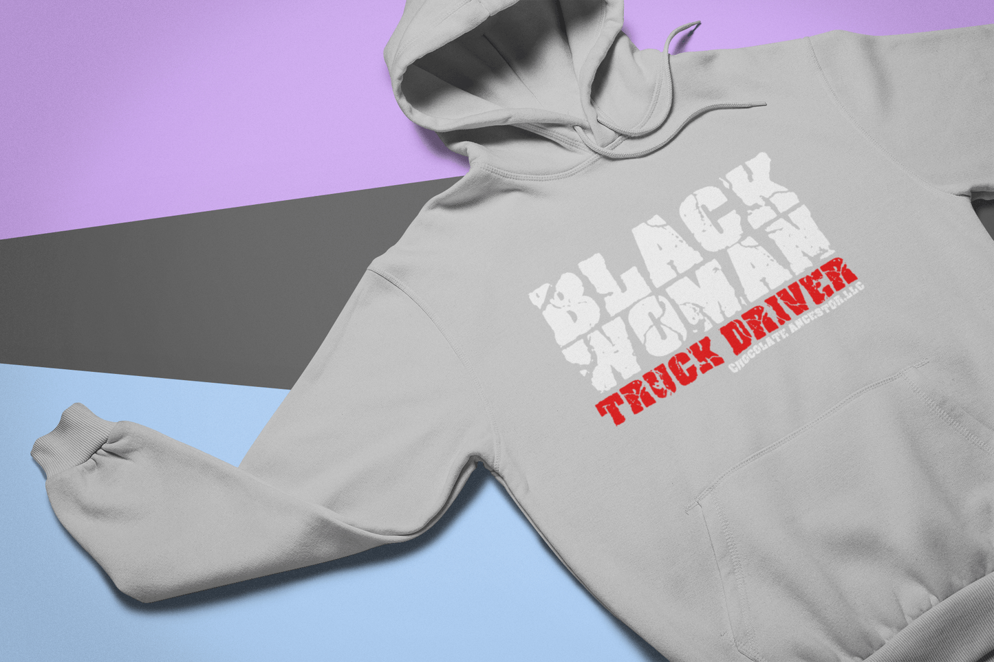 Black Woman Truck Driver Hooded Sweatshirt - Chocolate Ancestor