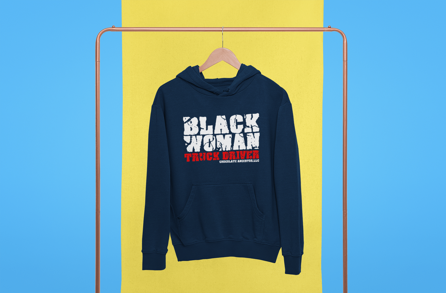 Black Woman Truck Driver Hooded Sweatshirt - Chocolate Ancestor