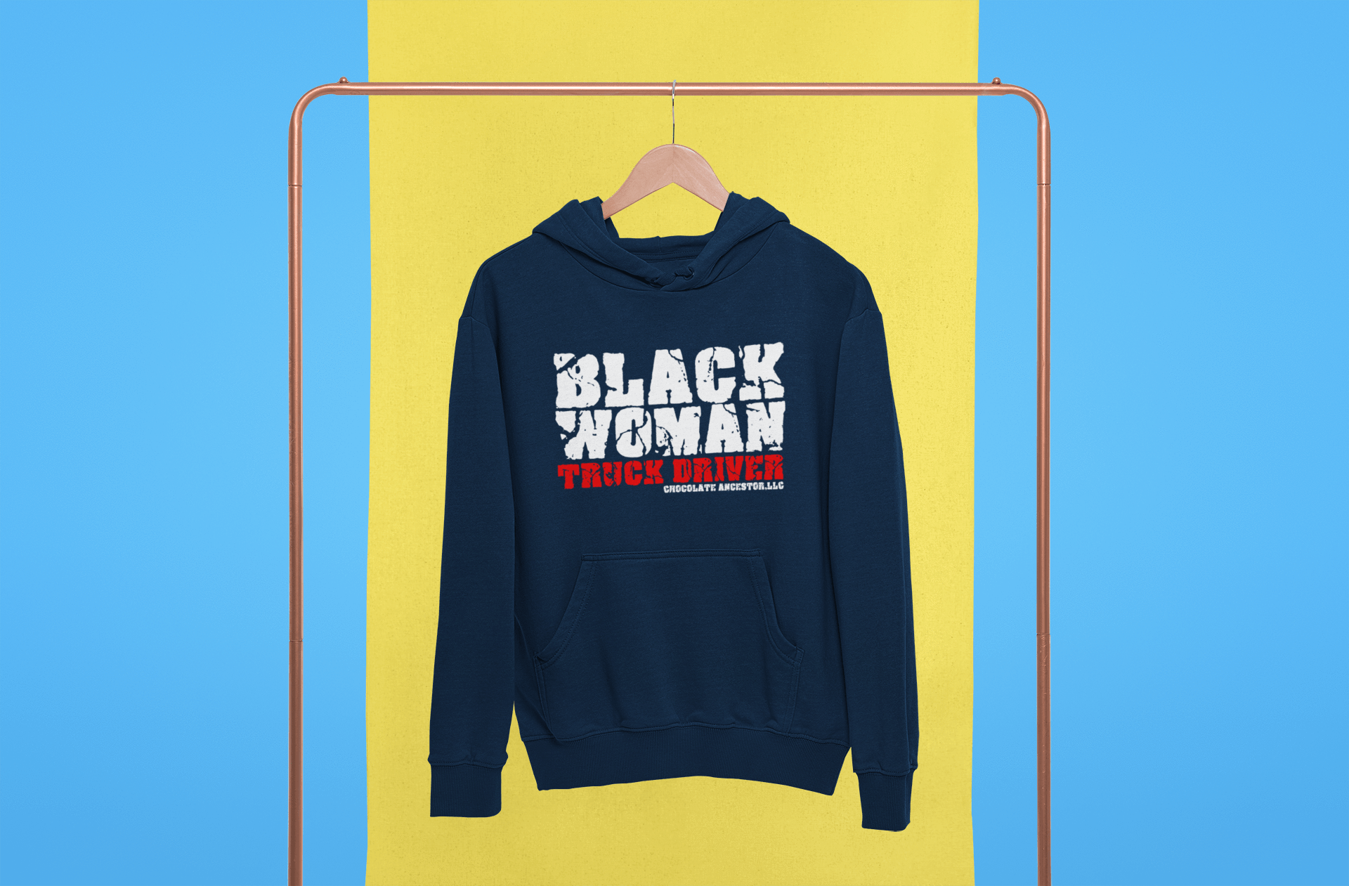 Black Woman Truck Driver Hooded Sweatshirt - Chocolate Ancestor