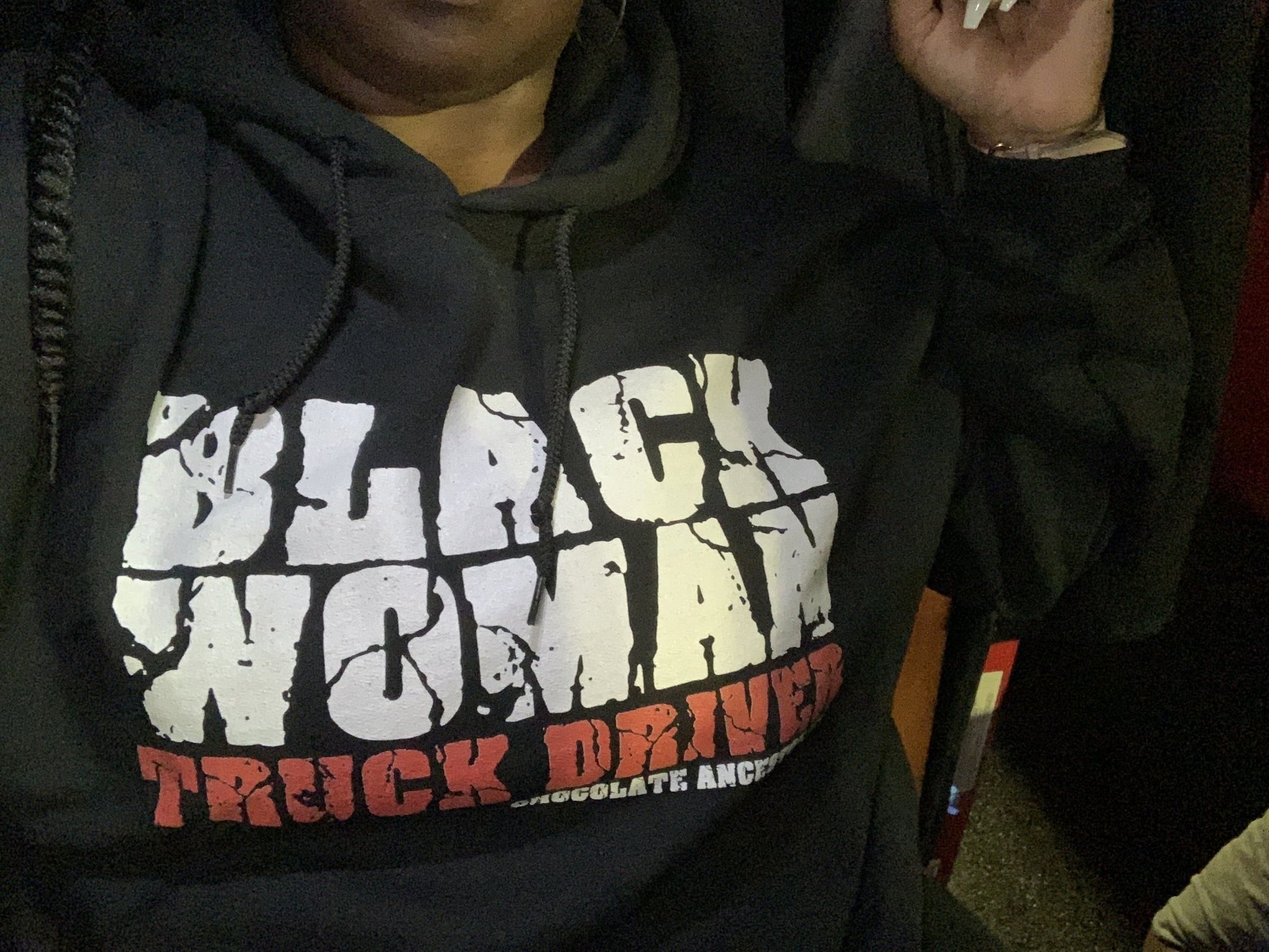 Black Woman Truck Driver Hooded Sweatshirt - Chocolate Ancestor