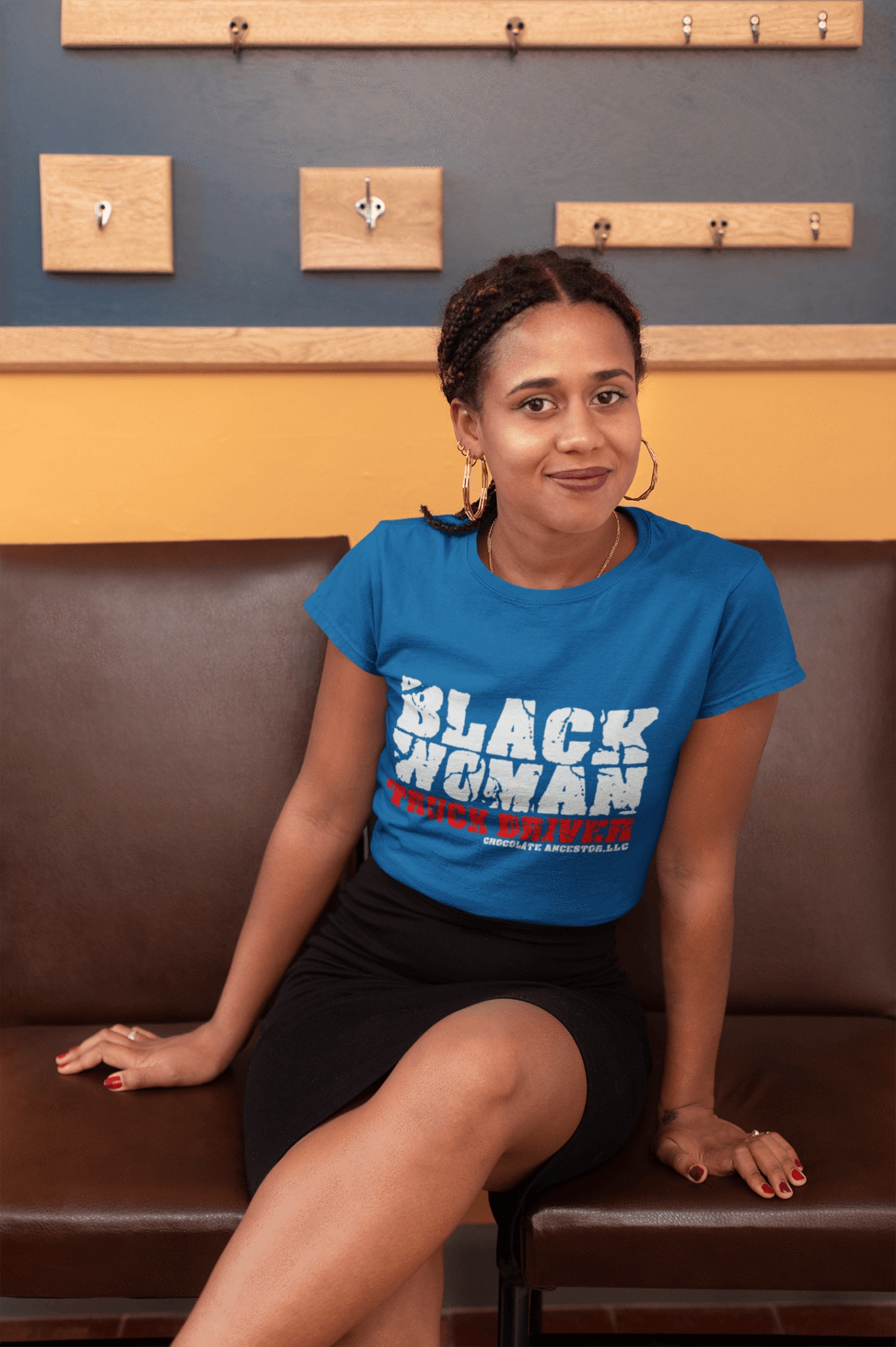 Black Woman Truck Driver Short-Sleeve T-Shirt - Chocolate Ancestor